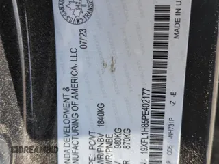 2023 Honda Civic Sport Touring z VIN 19XFL1H85PE402177, wystawiony jako Copart lot #52611605 z przebiegiem 56 306 mil mil oraz Szkoda całkowita • Salvage title. Historia ofert i sprzedaży dostępna na DreamBid. Obrazek 13.