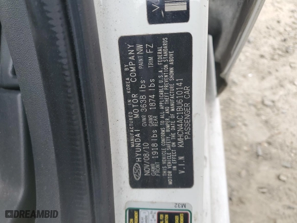 2011 Hyundai Accent GLS with VIN KMHCN4AC1BU610141, listed as a Copart auction lot 47723115 with 179,192 mi miles and Salvage Title. Bid and sale history available at carsss.com. Image 12.