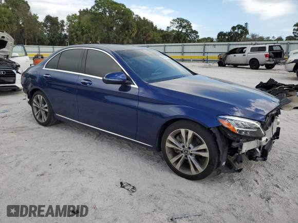 2019 Mercedes-Benz C 300 with VIN 55SWF8DB2KU295639, listed as a Copart auction lot 44784485 with 57,626 mi miles and Salvage Title. Bid and sale history available at DreamBid. Image 4.