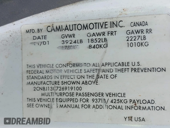 2002 Chevrolet Tracker с VIN 2CNBJ13C726919100, выставлен на аукционе IAAI как лот 42309454 с пробегом Не указан миль и . История ставок и продаж доступна на DreamBid. Изображение 9.
