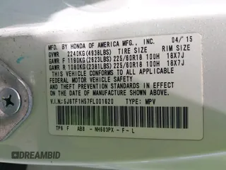 2015 Honda Crosstour EX-L с VIN 5J6TF1H57FL001620, выставлен на аукционе IAAI как лот 42429090 с пробегом 133 350 миль миль и . История ставок и продаж доступна на DreamBid. Изображение 9.
