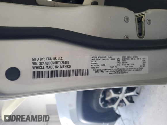 2024 Jeep Compass Limited z VIN 3C4NJDCN0RT125405, wystawiony jako Copart lot #60204955 z przebiegiem 34 041 mil mil oraz Czysty tytuł • Clean title. Historia ofert i sprzedaży dostępna na DreamBid. Obrazek 13.