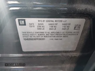 2015 Buick LaCrosse Premium I with VIN 1G4GD5G36FF286261, listed as a IAAI auction lot 42146571 with 162,478 mi miles. Bid and sale history available at carsss.com. Image 9.