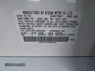 2018 Infiniti Q50 3.0t LUXE with VIN JN1EV7AP4JM364687, listed as a IAAI auction lot 41974812 with 87,439 mi miles. Bid and sale history available at carsss.com. Image 9.
