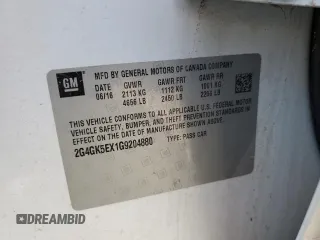 2016 Buick Regal with VIN 2G4GK5EX1G9204880, listed as a Copart auction lot 54312325 with 175,280 mi miles and Salvage Title. Bid and sale history available at carsss.com. Image 13.