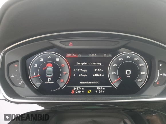 2020 Audi A8 L with VIN WAU8DAF84LN009010, listed as a Copart auction lot 87681185 with 24,874 mi miles and Salvage Title. Bid and sale history available at carsss.com. Image 9.