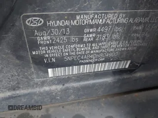 2013 Hyundai Sonata Limited with VIN 5NPEC4AB4DH804900, listed as a IAAI auction lot 41619907 with 152,278 mi miles and . Bid and sale history available at DreamBid. Image 9.