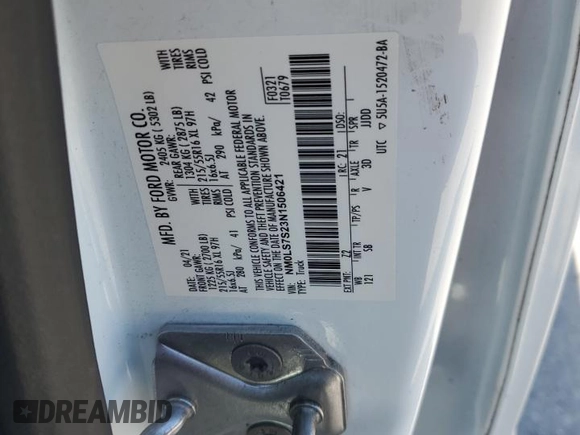 2022 Ford Transit Connect XL with VIN NM0LS7S23N1506421, listed as a Copart auction lot 62379465 with Not provided miles and Clean title. Bid and sale history available at DreamBid. Image 12.