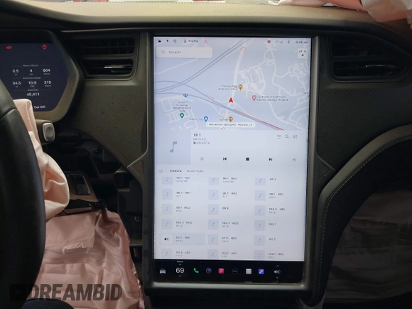2020 Tesla Model X P90D with VIN 5YJXCDE4XLF296255, listed as a IAAI auction lot 42087953 with 45,411 mi miles. Bid and sale history available at carsss.com. Image 17.