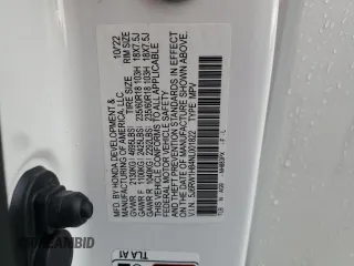 2022 Honda CR-V EX-L z VIN 5J6RW1H84NL001822, wystawiony jako Copart lot #59675955 z przebiegiem 23 381 mil mil oraz Nie do naprawy • Non repairable. Historia ofert i sprzedaży dostępna na DreamBid. Obrazek 13.
