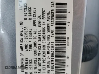 2017 Acura TLX V6 w/Technology Pkg with VIN 19UUB2F59HA003643, listed as a Copart auction lot 56173885 with 91,065 mi miles and Salvage title. Bid and sale history available at DreamBid. Image 13.