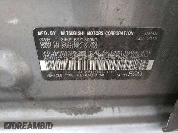 2016 Mitsubishi Lancer ES with VIN JA32U2FU3GU001163, listed as a Copart auction lot 69448354 with 142,076 mi miles and Salvage Title. Bid and sale history available at carsss.com. Image 14.