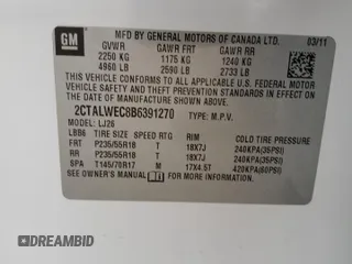 2011 GMC Terrain SLT-2 with VIN 2CTALWEC8B6391270, listed as a Copart auction lot 80529074 with 253,257 mi miles and Salvage Title. Bid and sale history available at carsss.com. Image 13.