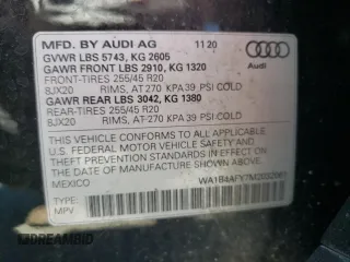 2021 Audi SQ5 Premium Plus with VIN WA1B4AFY7M2032061, listed as a Copart auction lot 59456094 with 15,309 mi miles and Salvage Title. Bid and sale history available at DreamBid. Image 14.