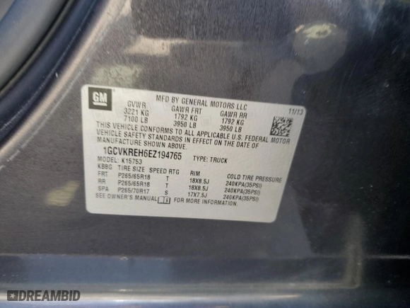 2014 Chevrolet Silverado 1500 LT with VIN 1GCVKREH6EZ194765, listed as a Copart auction lot 49858655 with 147,135 mi miles and Clean Title. Bid and sale history available at carsss.com. Image 12.