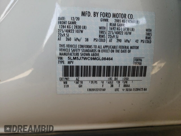 2021 Lincoln Aviator Reserve with VIN 5LM5J7WC9MGL08464, listed as a Copart auction lot 59181695 with 27,830 mi miles and Salvage title. Bid and sale history available at DreamBid. Image 14.