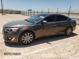 2014 Kia Cadenza Premium with VIN KNALN4D71E5151224, listed as a Copart auction lot 61832434 with 95,108 mi miles and Salvage Title. Bid and sale history available at carsss.com. Image 1.