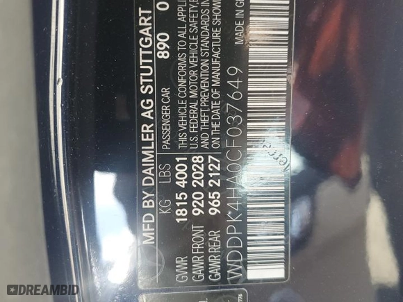 2012 Mercedes-Benz SLK-Class SLK 250 with VIN WDDPK4HA0CF037649, listed as a Copart auction lot 69355734 with 23,606 mi miles and Salvage Title. Bid and sale history available at carsss.com. Image 12.