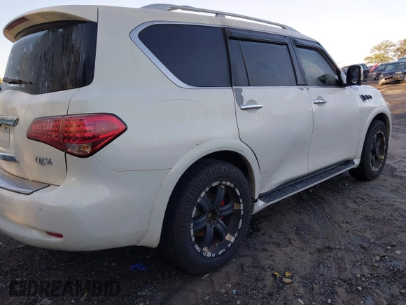 2012 Infiniti QX56 7-passenger with VIN JN8AZ2NF8C9517909, listed as a IAAI auction lot 41982636 with 186,422 mi miles and . Bid and sale history available at DreamBid. Image 4.