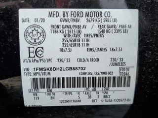 2020 Ford Explorer XLT z VIN 1FMSK8DH2LGB68702, wystawiony jako Copart lot #52386325 z przebiegiem 28 562 mil mil oraz Szkoda całkowita • Salvage title. Historia ofert i sprzedaży dostępna na DreamBid. Obrazek 13.