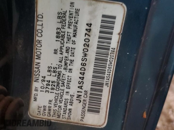 1995 Nissan 240SX z VIN JN1AS44D6SW020744, wystawiony jako Copart lot #64406924 z przebiegiem 87 165 mil mil oraz Szkody całkowita. Historia ofert i sprzedaży dostępna na DreamBid. Obrazek 12.
