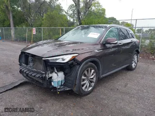 2020 Infiniti QX50 LUXE with VIN 3PCAJ5M17LF103598, listed as a IAAI auction lot 41406324 with 51,490 mi miles. Bid and sale history available at carsss.com. Image 2.