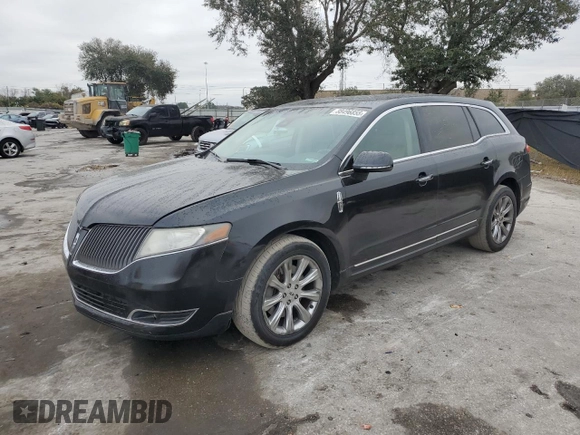 2014 Lincoln MKT with VIN 2LMHJ5FK0EBL53429, listed as a Copart auction lot 88496855 with 370,610 mi miles and Salvage Title. Bid and sale history available at DreamBid. Image 1.
