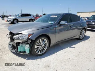 2021 Infiniti Q50 Luxe z VIN JN1EV7BP8MM705866, wystawiony jako Copart lot #52882645 z przebiegiem 29 149 mil mil oraz Szkoda całkowita • Salvage title. Historia ofert i sprzedaży dostępna na DreamBid. Obrazek 1.
