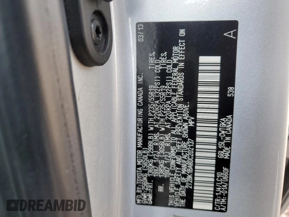 2013 Lexus RX 350 with VIN 2T2BK1BA8DC202137, listed as a Copart auction lot 47895285 with 100,031 mi miles and Salvage Title. Bid and sale history available at carsss.com. Image 12.