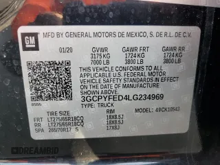2020 Chevrolet Silverado 1500 LT Trail Boss with VIN 3GCPYFED4LG234969, listed as a Copart auction lot 81431404 with 80,172 mi miles and Salvage Title. Bid and sale history available at carsss.com. Image 13.