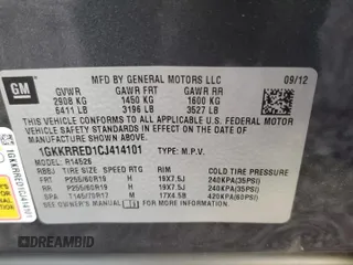 2012 GMC Acadia SLT1 with VIN 1GKKRRED1CJ414101, listed as a Copart auction lot 45060625 with 107,788 mi miles and Salvage Title. Bid and sale history available at carsss.com. Image 15.