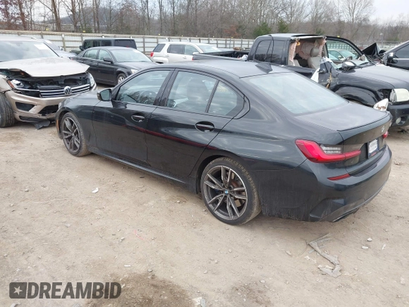 2020 BMW 3 Series M340i with VIN WBA5U7C02LAF54184, listed as a IAAI auction lot 41490697 with 57,363 mi miles. Bid and sale history available at carsss.com. Image 3.