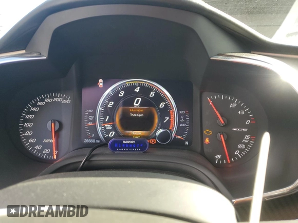 2015 Chevrolet Corvette Z06 3LZ with VIN 1G1YT2D6XF5602168, listed as a Copart auction lot 56561745 with 28,660 mi miles and Salvage title. Bid and sale history available at DreamBid. Image 9.