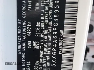 2015 Kia Optima SXL Turbo with VIN 5XXGR4A69FG389596, listed as a Copart auction lot 42535615 with Not Provided miles and Salvage Title. Bid and sale history available at DreamBid. Image 14.