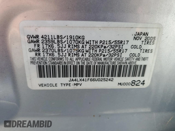 2006 Mitsubishi Outlander SE with VIN JA4LX41F66U025242, listed as a Copart auction lot 77124974 with 163,848 mi miles and Salvage Title. Bid and sale history available at carsss.com. Image 13.