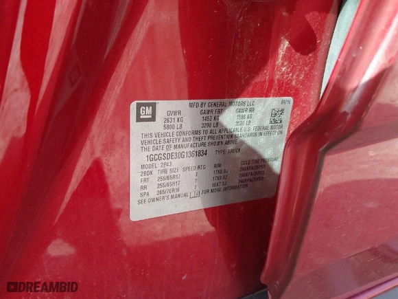 2016 Chevrolet Colorado 2WD Z71 with VIN 1GCGSDE30G1361834, listed as a IAAI auction lot 41729003 with 1 mi miles. Bid and sale history available at carsss.com. Image 9.
