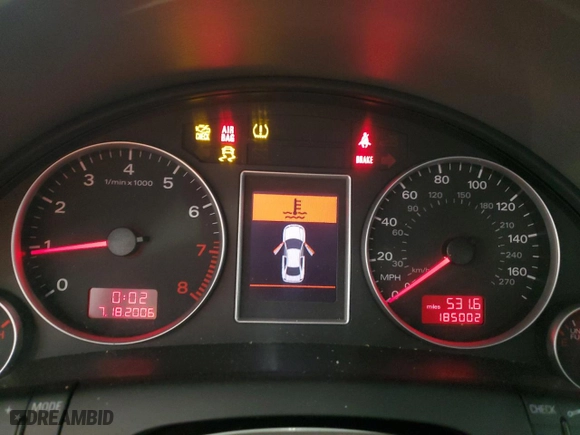 2008 Audi A4 2.0T with VIN WAUDF78E38A066506, listed as a Copart auction lot 46342365 with 185,002 mi miles and Salvage Title. Bid and sale history available at carsss.com. Image 9.