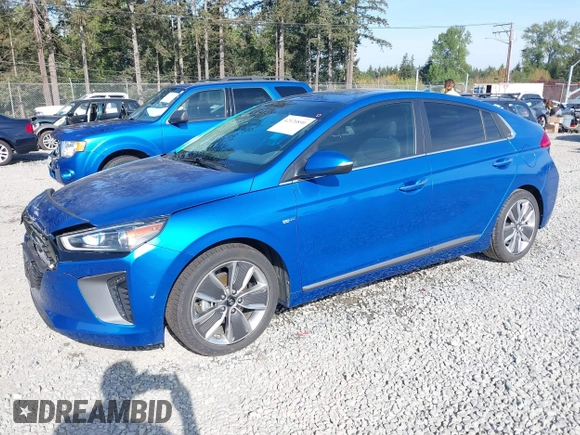 2017 Hyundai Ioniq Limited with VIN KMHC85LC9HU049108, listed as a IAAI auction lot 42120890 with 62,155 mi miles and . Bid and sale history available at DreamBid. Image 2.