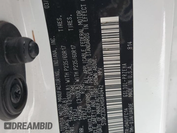 2017 Toyota Sienna LE Auto Access Seat с VIN 5TDKZ3DC4HS840442, выставлен на аукционе Copart как лот 52109575 с пробегом 124 257 миль миль и На запчасти • Non repairable. История ставок и продаж доступна на DreamBid. Изображение 14.