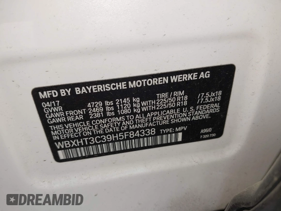 2017 BMW X1 xDrive28i with VIN WBXHT3C39H5F84338, listed as a IAAI auction lot 42400168 with 48,673 mi miles and . Bid and sale history available at DreamBid. Image 9.