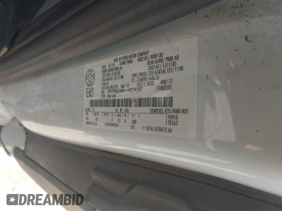 2019 Ford Transit с VIN 1FTYR2CM8KKB36757, выставлен на аукционе IAAI как лот 42626264 с пробегом 116 570 миль миль и . История ставок и продаж доступна на DreamBid. Изображение 9.