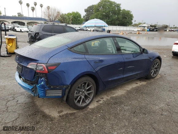 2023 Tesla Model 3 with VIN 5YJ3E1EAXPF706703, listed as a Copart auction lot 47465885 with 16,710 mi miles and Salvage Title. Bid and sale history available at carsss.com. Image 3.