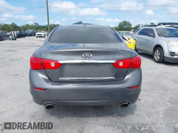2015 Infiniti Q50 Premium with VIN JN1BV7AP8FM352195, listed as a IAAI auction lot 41968813 with 146,542 mi miles. Bid and sale history available at carsss.com. Image 16.