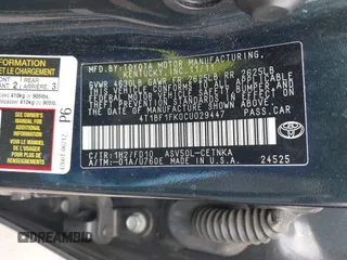 2012 Toyota Camry L with VIN 4T1BF1FK0CU029447, listed as a IAAI auction lot 42034020 with 270,013 mi miles. Bid and sale history available at carsss.com. Image 9.