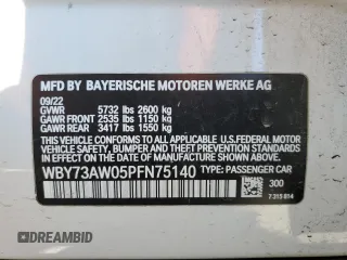 2023 BMW i4 eDrive40 z VIN WBY73AW05PFN75140, wystawiony jako Copart lot #51791515 z przebiegiem 28 426 mil mil oraz Szkody całkowita. Historia ofert i sprzedaży dostępna na DreamBid. Obrazek 12.