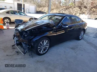 2021 Infiniti Q50 Luxe with VIN JN1EV7BR4MM754709, listed as a Copart auction lot 42131855 with 48,023 mi miles and Salvage Title. Bid and sale history available at carsss.com. Image 1.