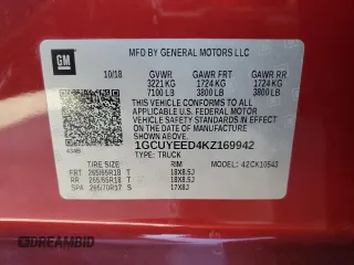 2019 Chevrolet Silverado 1500 RST with VIN 1GCUYEED4KZ169942, listed as a Copart auction lot 49069645 with 36,650 mi miles and Salvage Title. Bid and sale history available at DreamBid. Image 14.