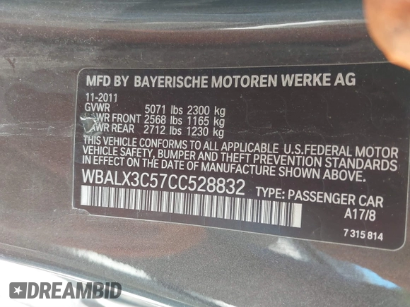 2012 BMW 6 Series 650i z VIN WBALX3C57CC528832, wystawiony jako IAAI lot #41779268 z przebiegiem 75 119 mil mil oraz . Historia ofert i sprzedaży dostępna na DreamBid. Obrazek 9.