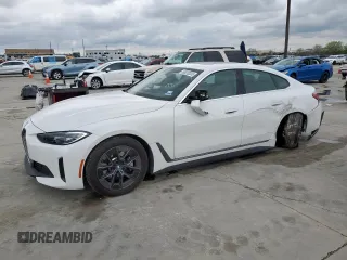 2024 BMW i4 eDrive35 with VIN WBY43AW08RFS83004, listed as a Copart auction lot 50818335 with 12,000 mi miles and Salvage Title. Bid and sale history available at carsss.com. Image 1.