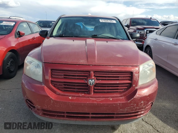 2007 Dodge Caliber with VIN 1B3HB28BX7D258416, listed as a Copart auction lot 51650785 with 186,821 mi miles and Salvage Title. Bid and sale history available at carsss.com. Image 5.